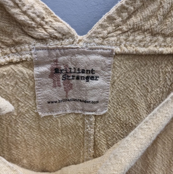 GANESH HIMAL BRILLIANT STRANGER Crinkle Cotton Tan Overalls Small Hippie - Picture 5 of 12